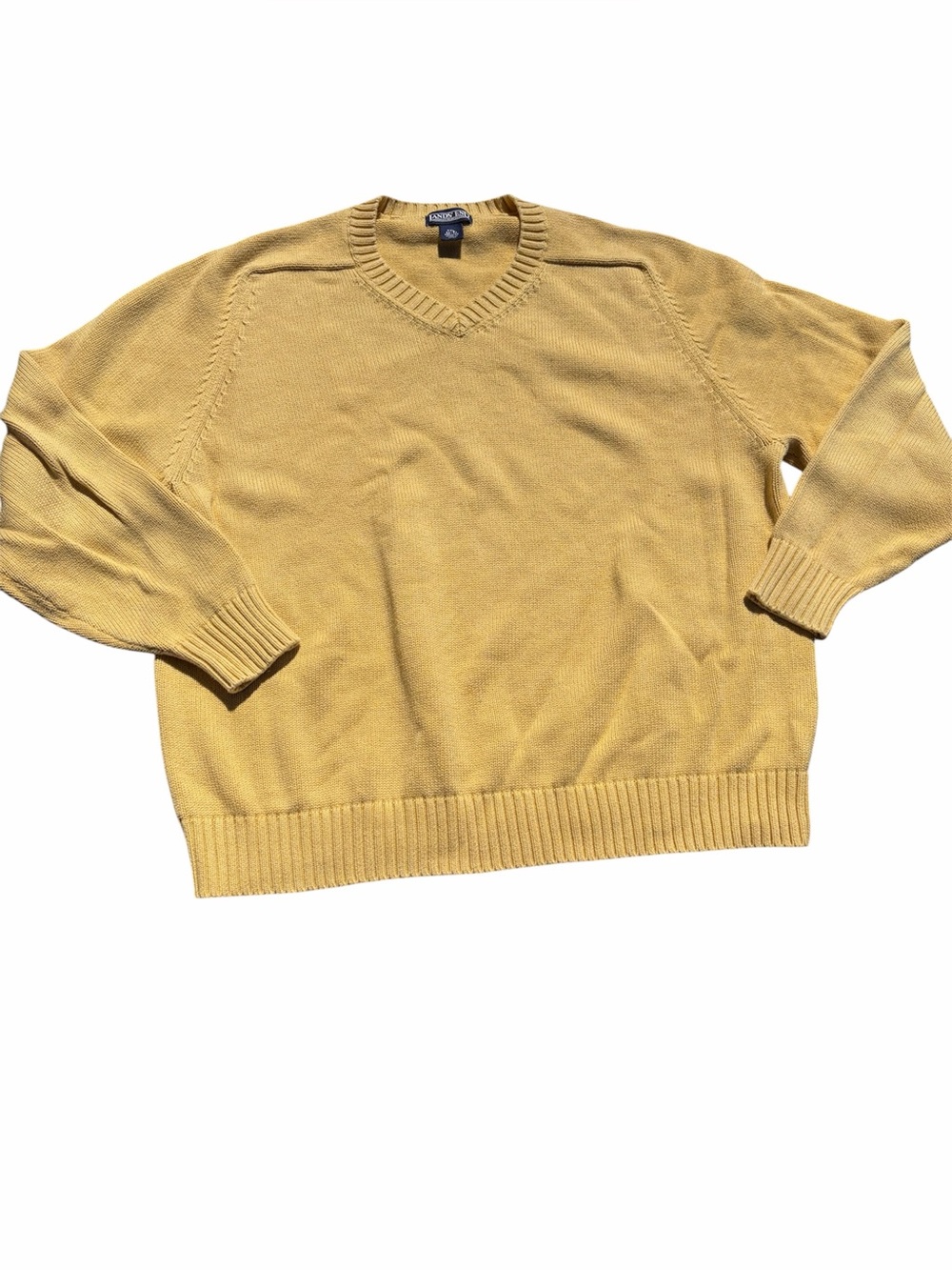 Vintage Lands end Yellow cotton v neck sweater size XXL